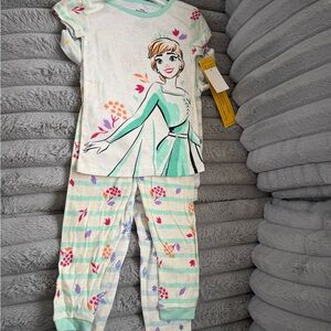 Kids Pajamas with Princess Design - Green and White set of 2